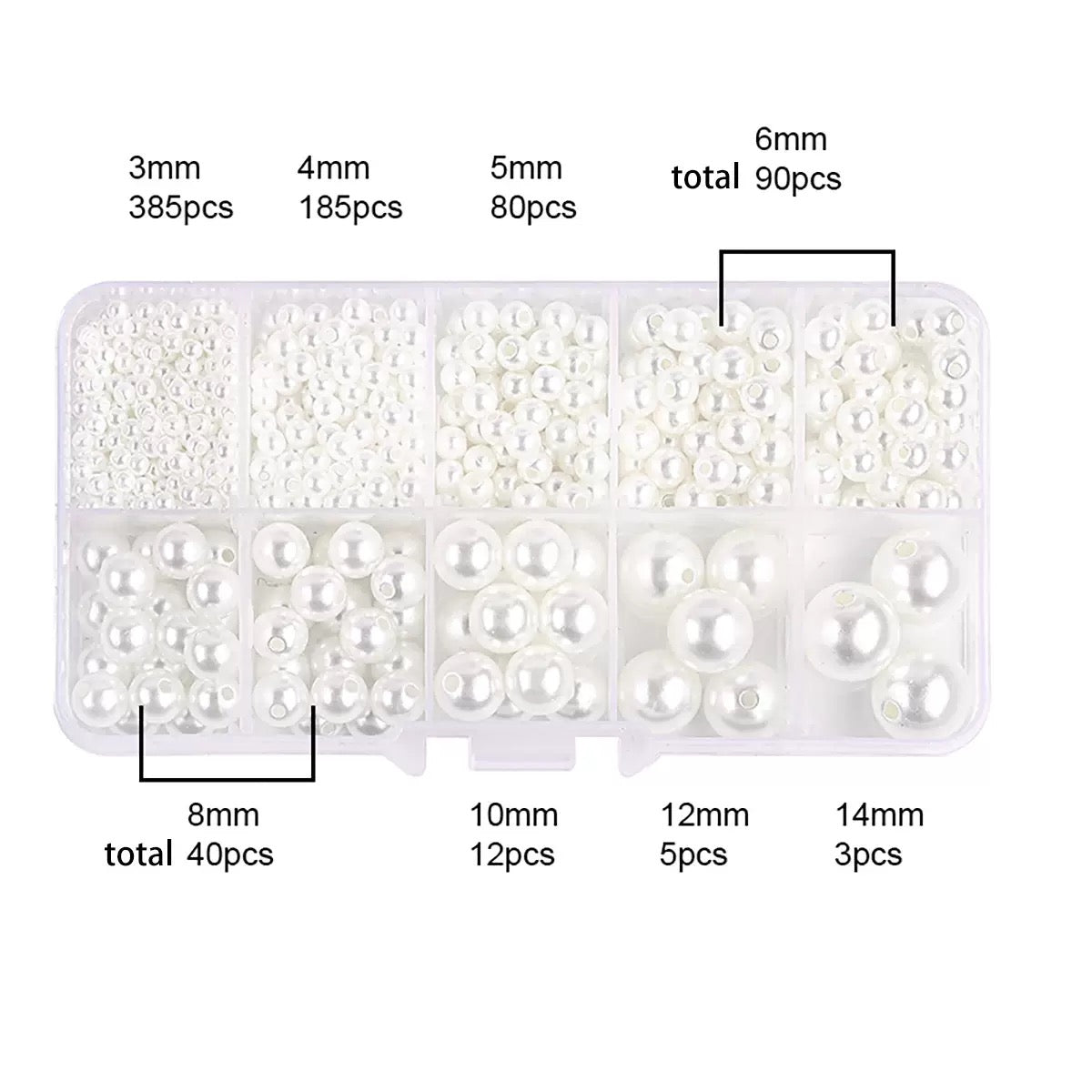 [M010]   10-Slot Box ABS Imitation Pearl Set