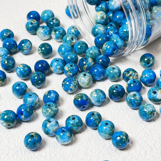 [A001]   Retro Oil Painting Glass Beads(10mm)-High Quality Glass Beads