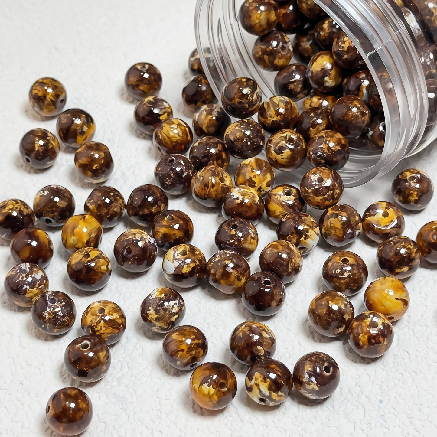 [A001]   Retro Oil Painting Glass Beads(10mm)-High Quality Glass Beads