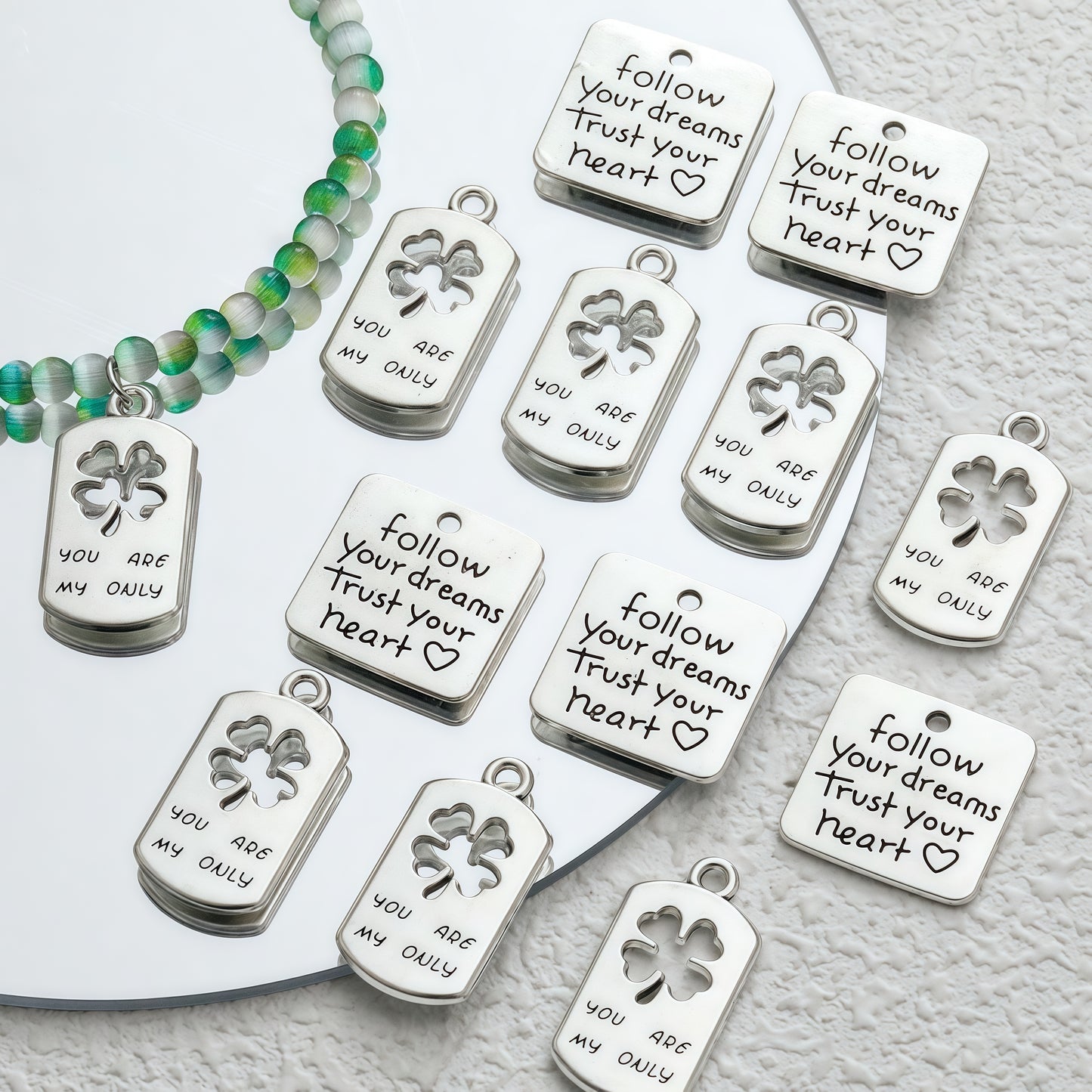 [P009]   Antique Silver Letter Pendant🍀-High Quality Charms