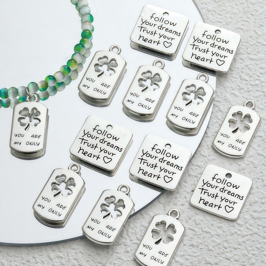 [P009]   Antique Silver Letter Pendant🍀-High Quality Charms
