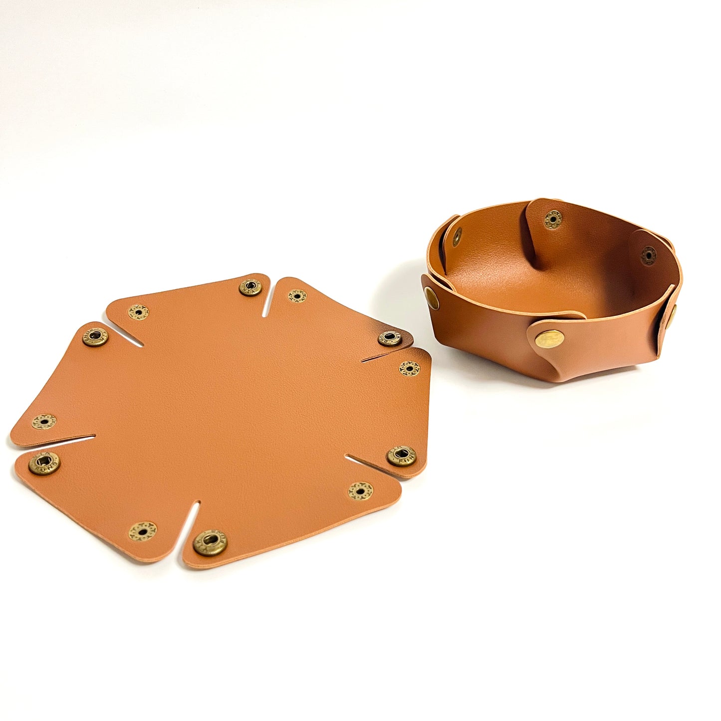 🆕[M033]    Folding Leather Storage Tray(11.5cm*11.5cm*4cm)-High Quality Leather Tray