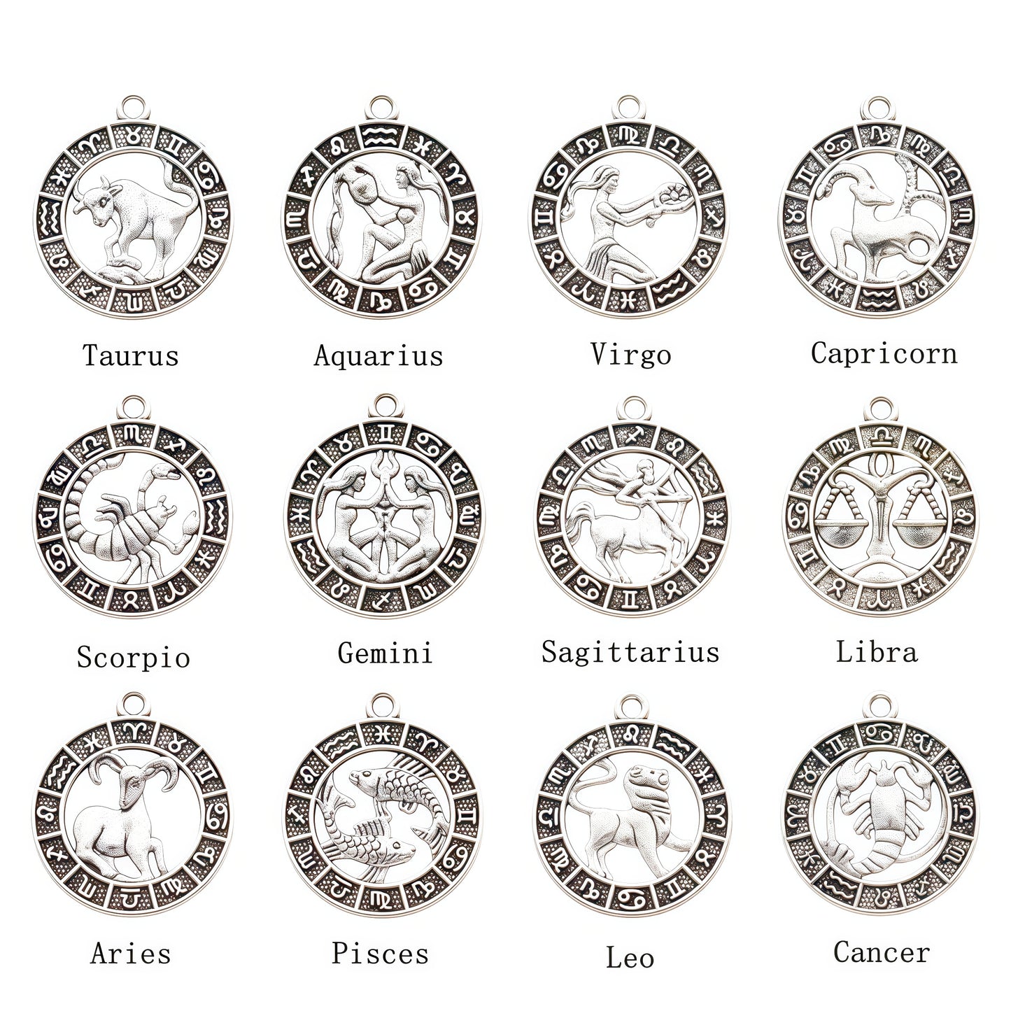 [P029]  Twelve Constellations-High Quality Metal Charm