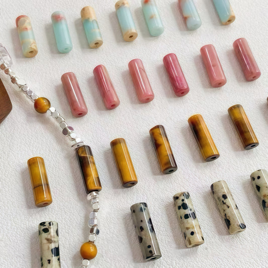 [P029]   Natural Stone Round Tube Series (4.5*13MM) - High-Quality DIY Accessories