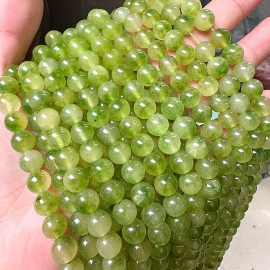 [N004]   Olive Green Chalcedony-High Quality Nature Beads