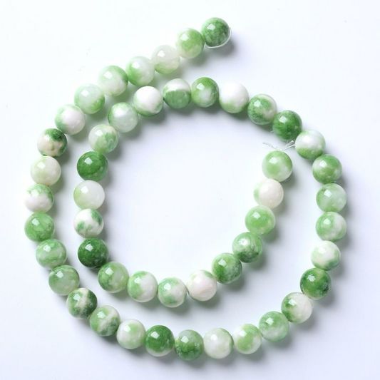 [N007]   White&Green Persian Jade-High Quality Nature Beads