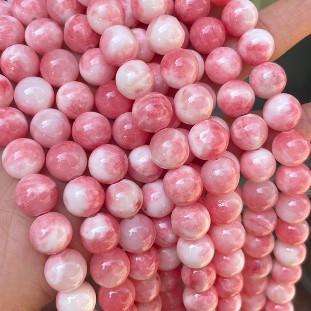 [N011]   Pinkish-White Persian Jade-High Quality Nature Beads