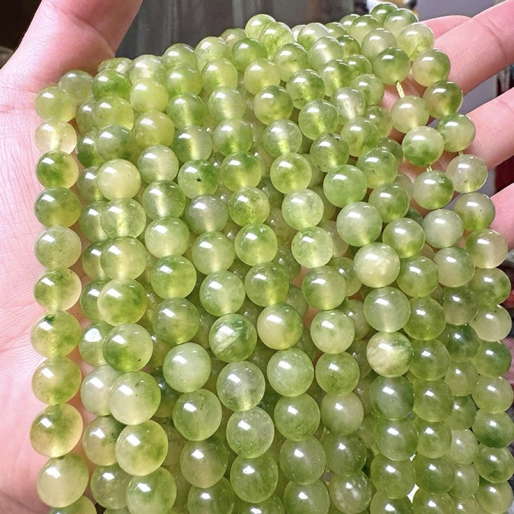 [N004]   Olive Green Chalcedony-High Quality Nature Beads
