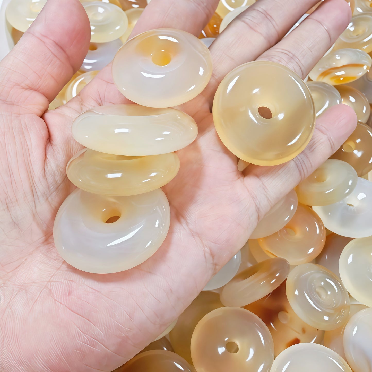 [P033]   Natural Agate Pendant(30MM)-Simple And Versatile