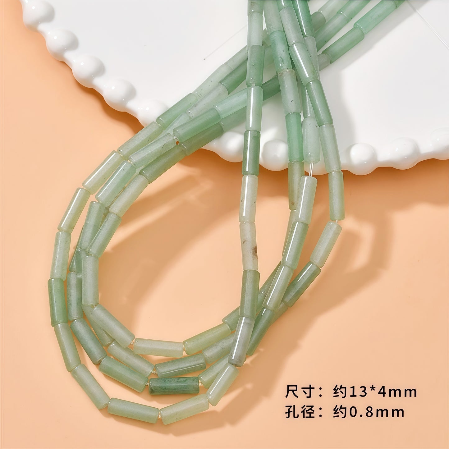 [P034]   Natural Stone Round Tube Series (4.0*13MM) - High-Quality DIY Accessories