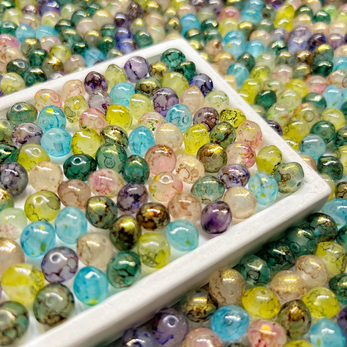 [A047]   Mistlight Forest(8*10mm)-High Quality Glass Beads