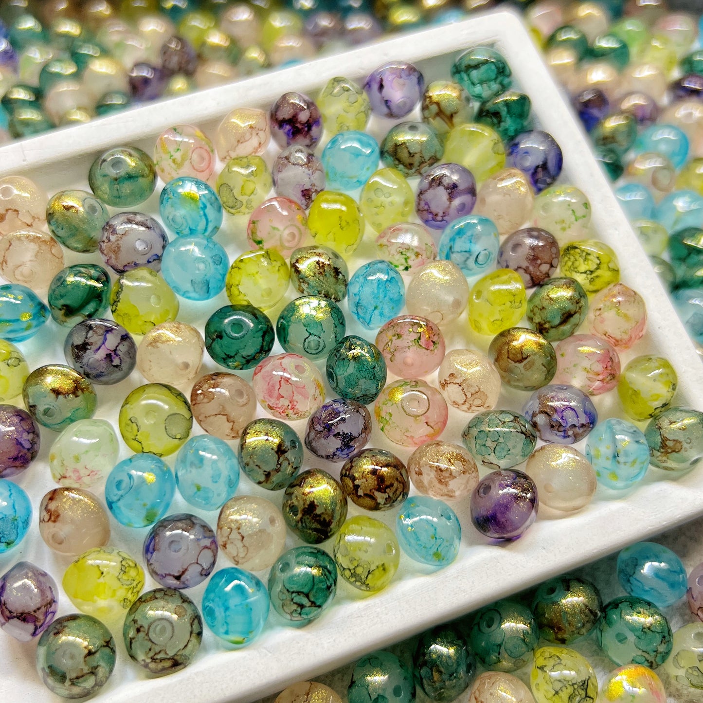 [A047]   Mistlight Forest(8*10mm)-High Quality Glass Beads