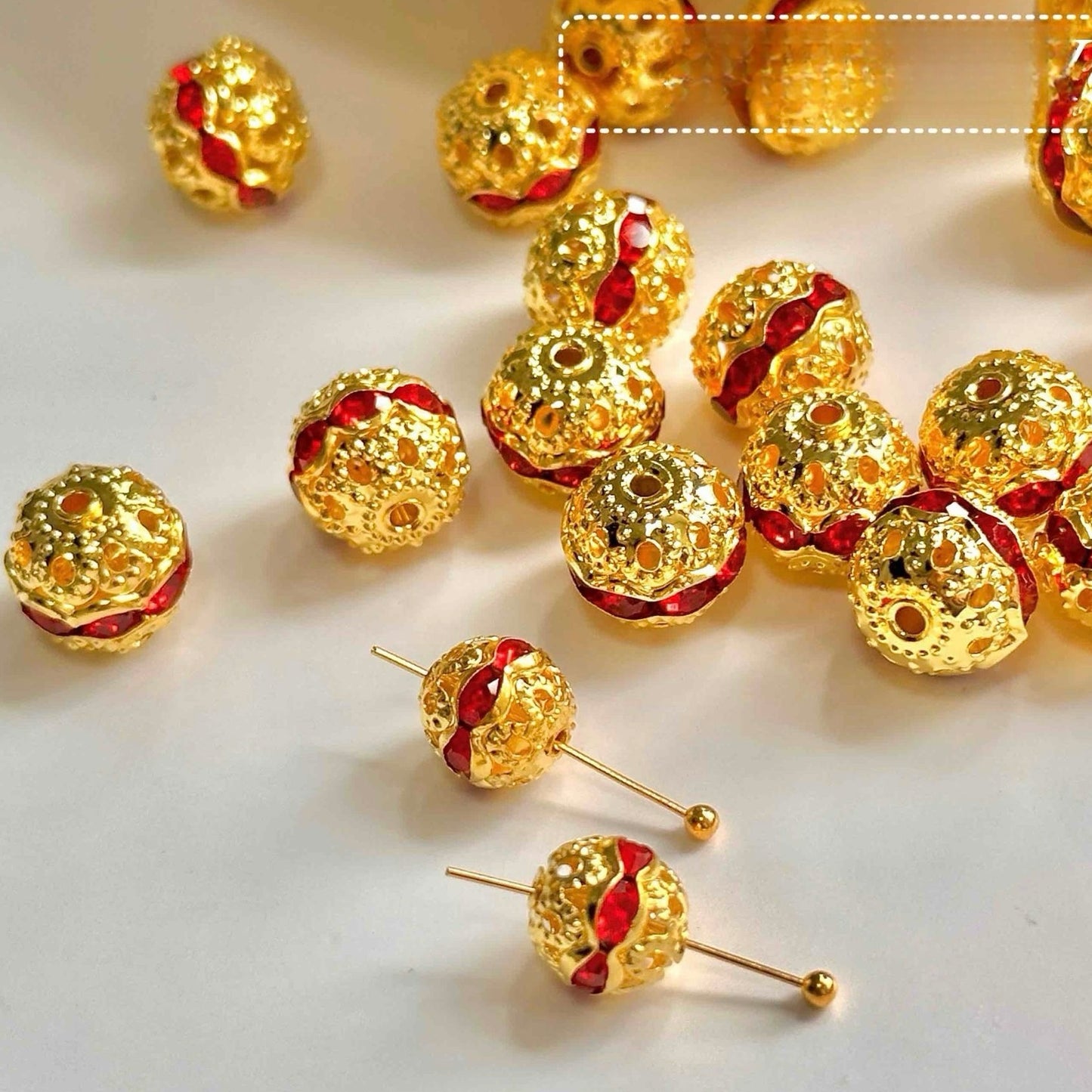 [P040]   Copper Hollow Diamond-Inlaid Spacer(10MM)