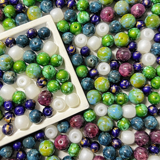 🆕[A050]   Whispering Moss(10mm-14mm)-High Quality Glass Beads
