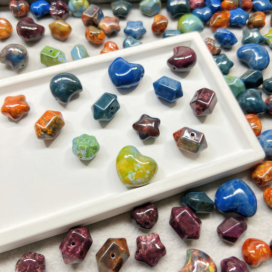 [A065]   Painted Rocks 2.0-High Quality Retro Glass Beads