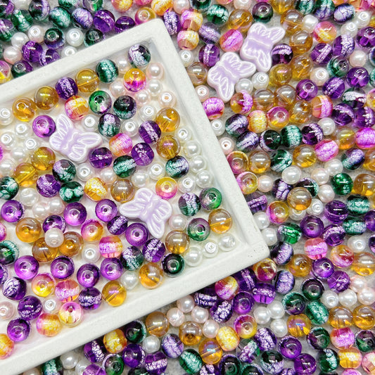 [A055]   Mardi Gras Party-High Quality Glass Beads