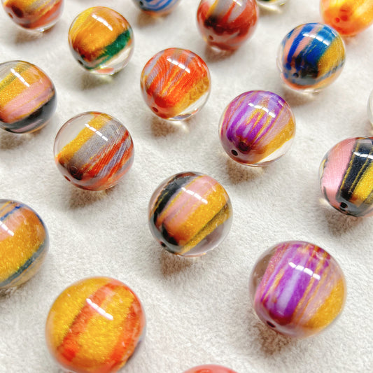 [R027]   Rainbow Stripe(25MM)-High Quality Resin Beads