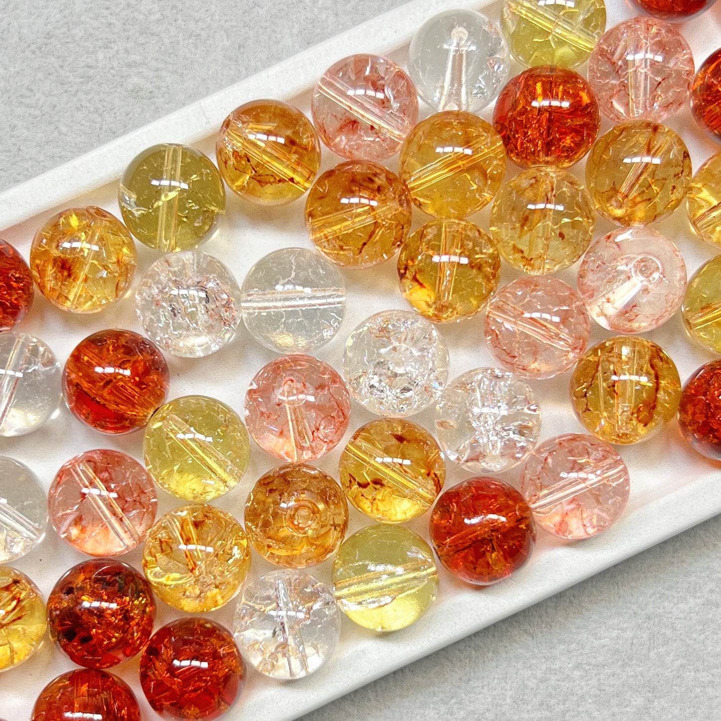 [A076]   Amber Crackle(16MM)-High Quality Glass Beads