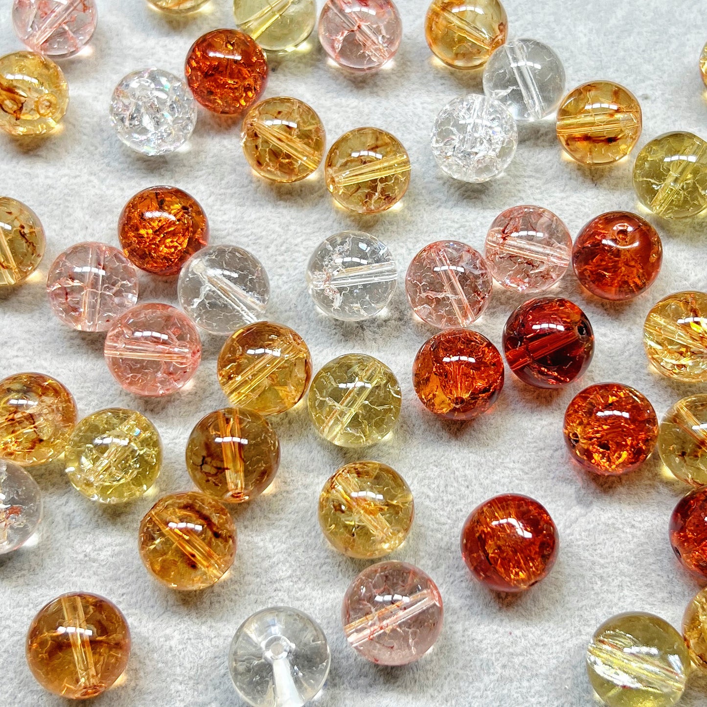 [A076]   Amber Crackle(16MM)-High Quality Glass Beads