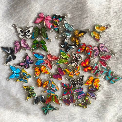 🆕[P047]   🦋Colorful Alloy Butterfly Pendant（2MM*1.5MM）