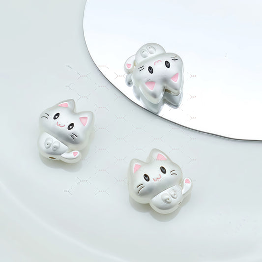 🆕[P049]   ミ ✧ 。✧ ミ Matte Silver-Pink Kitty