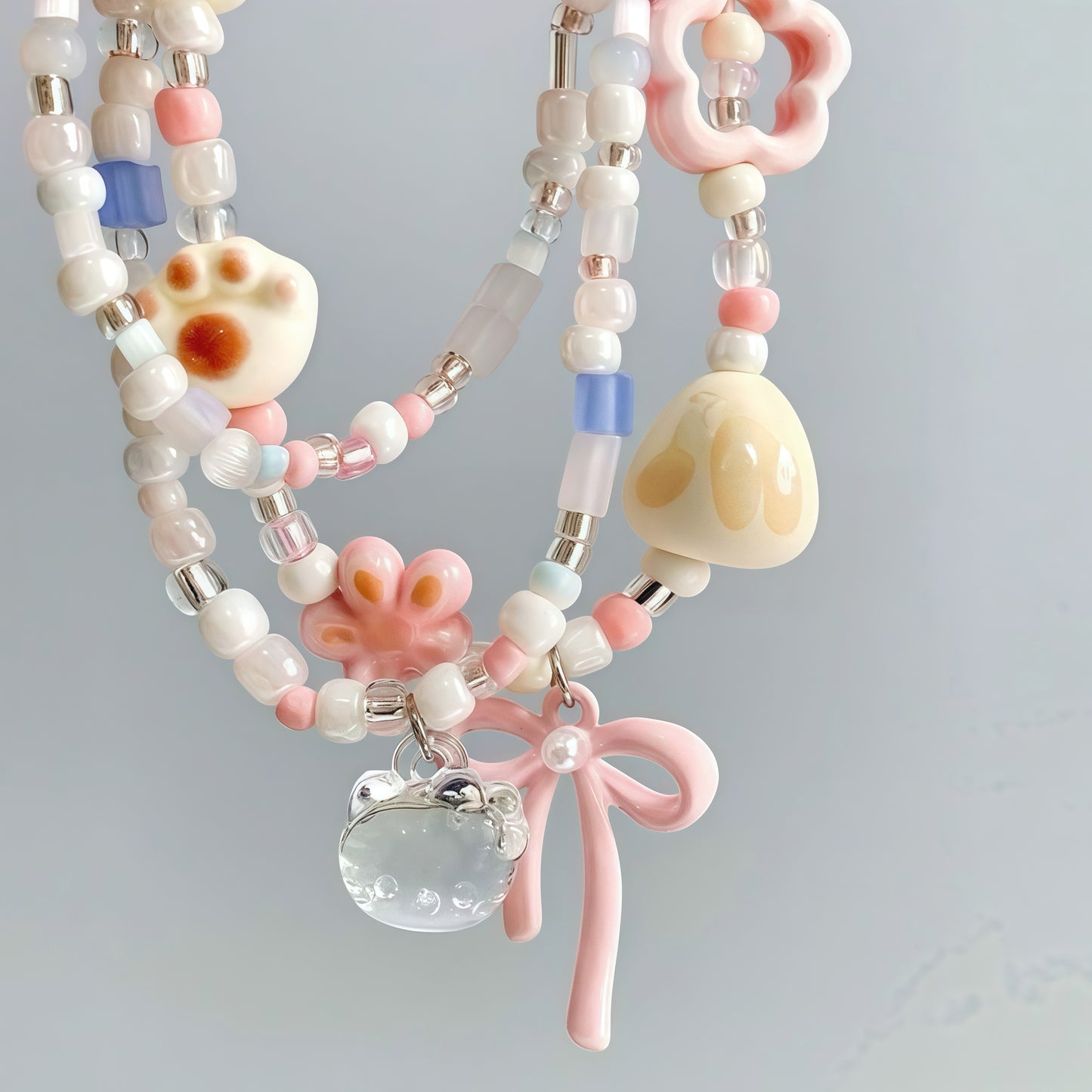 🆕[P052]   ミ ෆ 。ෆ ミ Acrylic Transparent Kitty Pendant