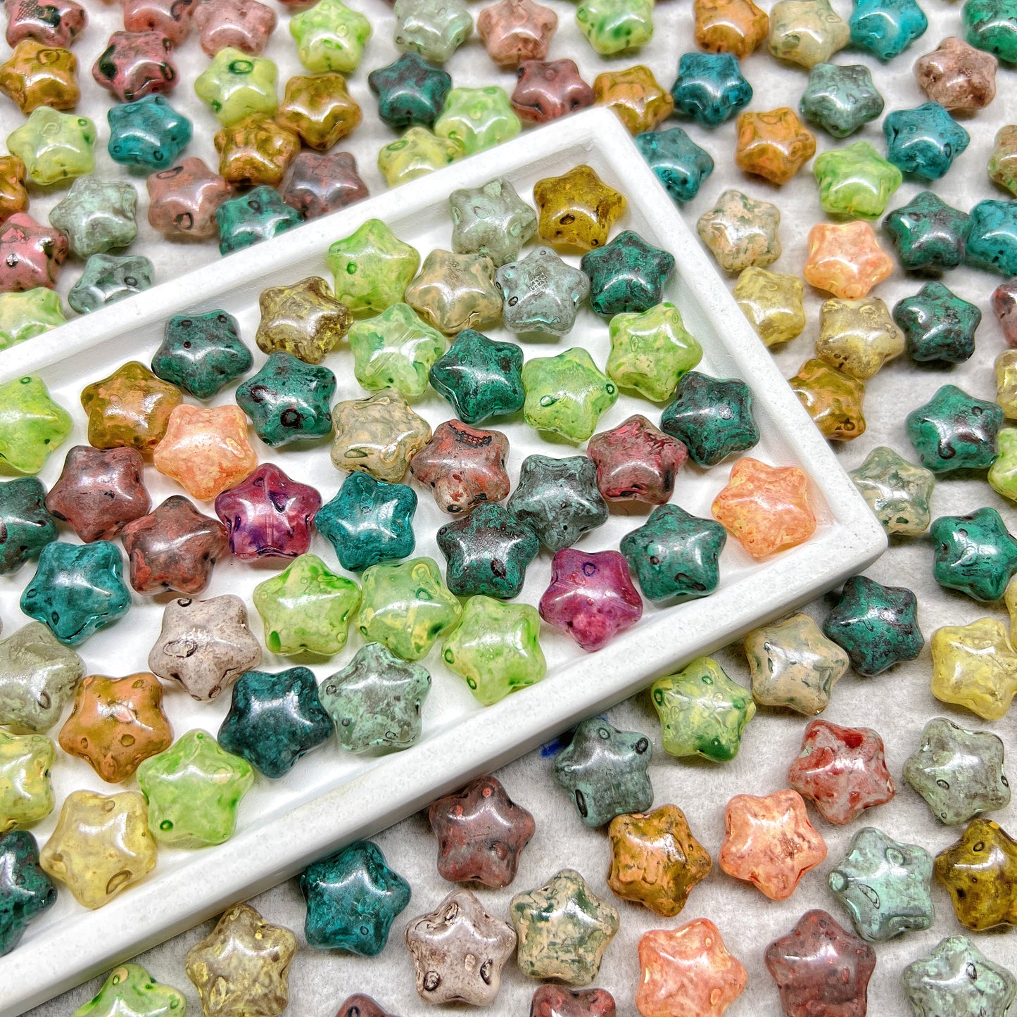 🆕[A083]   Mineral Stars-High Quality Picasso Glass Beads