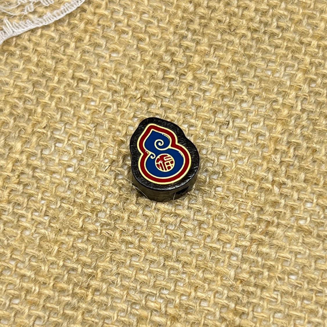 [A128]   Ebony Colour Enamels Natural Wooden Beads