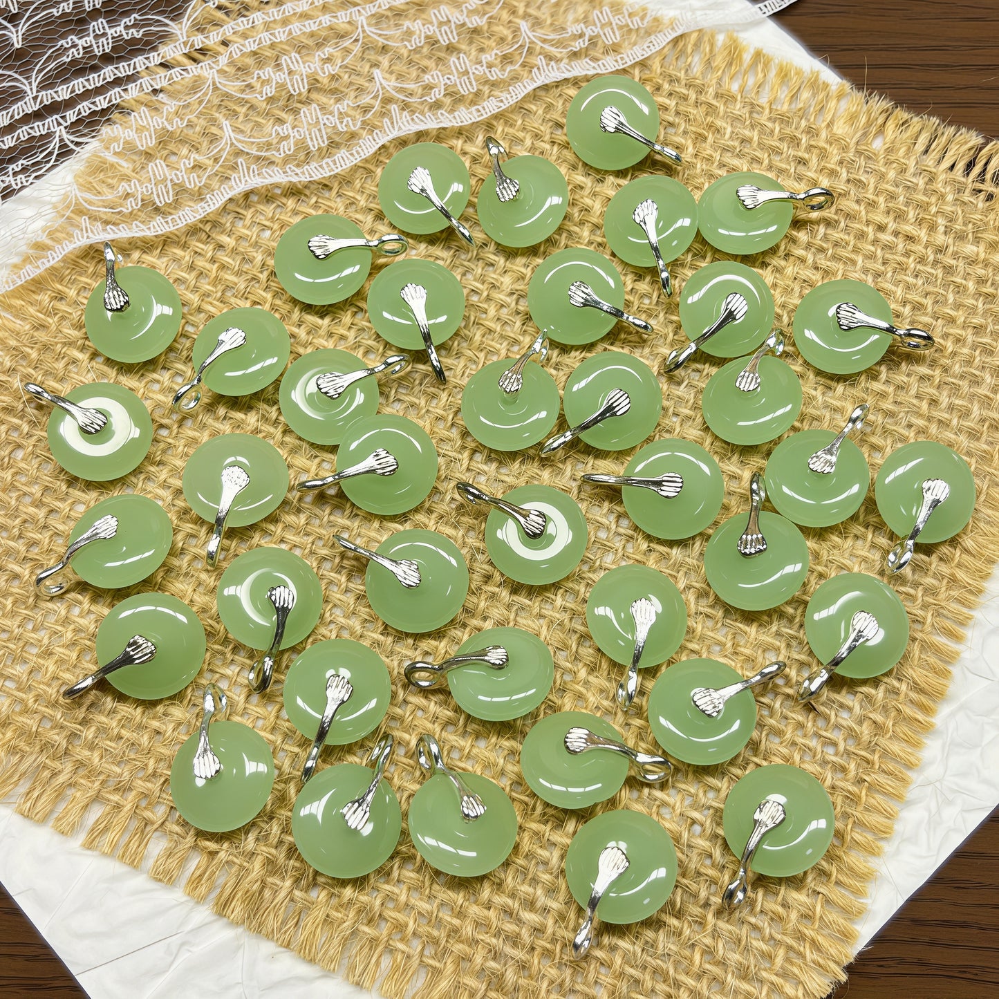 [P079] Imitation Jade Glass Pendant（17*12MM）