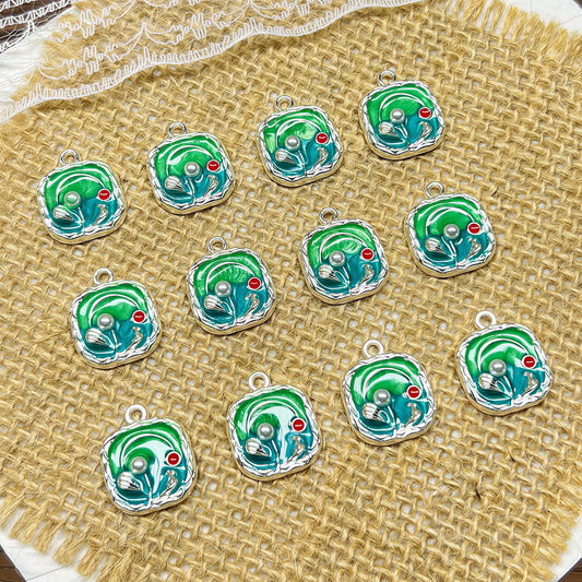 [P083] Monet Garden Oil Painting Pendant（18*15MM）