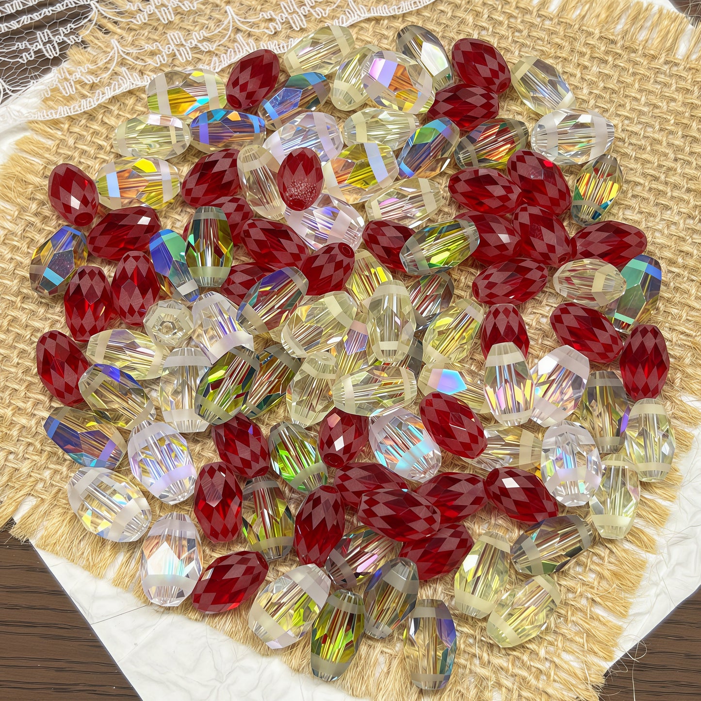 [A442]    Faceted Rice（13/12MM）-High Quality Glass Bead
