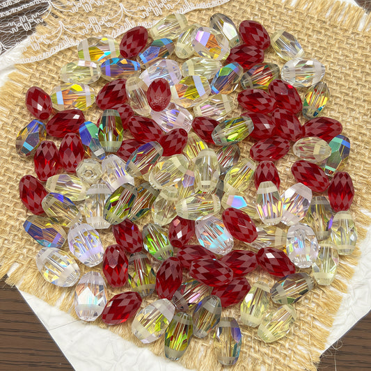 [A442]    Faceted Rice（13/12MM）-High Quality Glass Bead