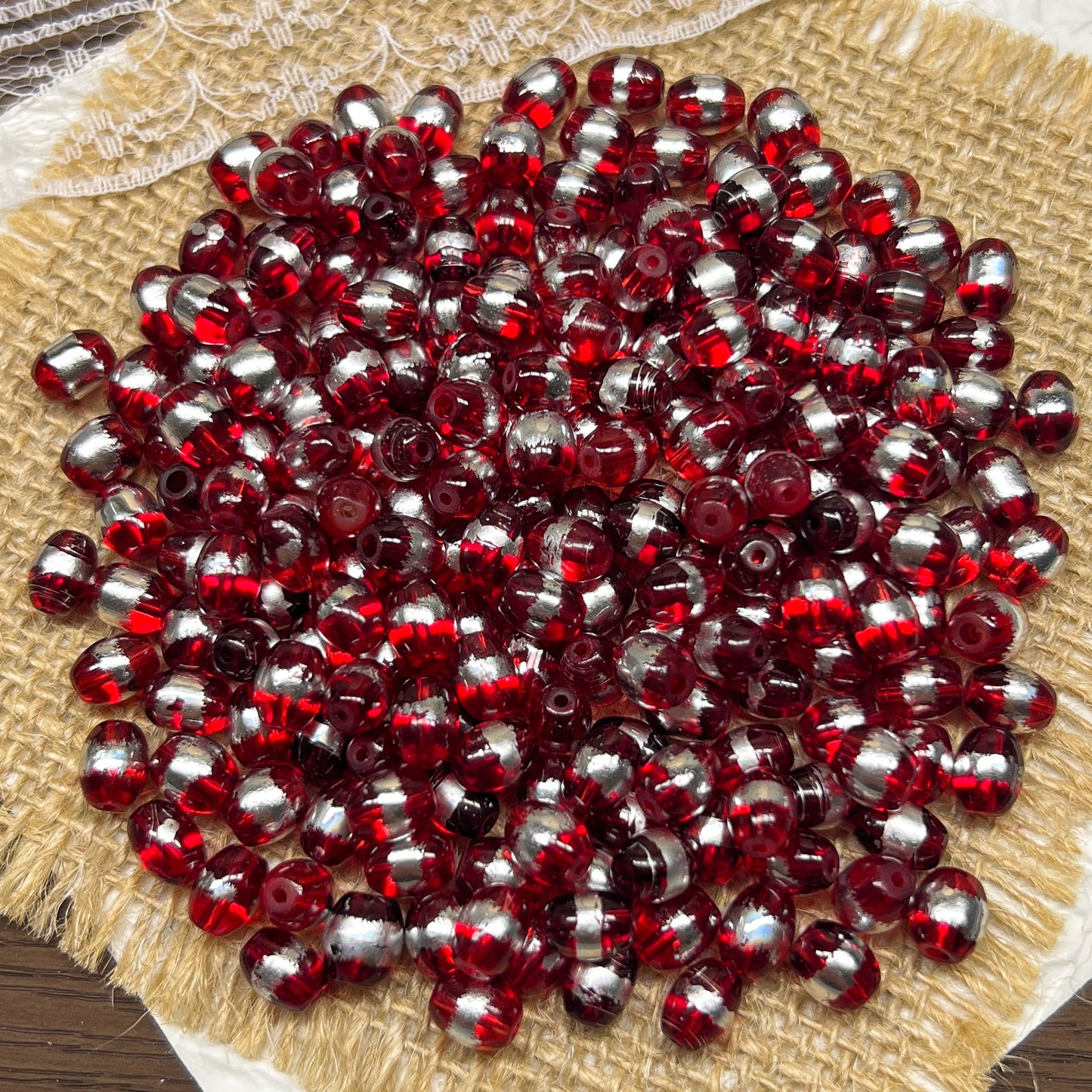 [A455]    Scarlet Moon（8*6MM）-High Quality Glass Bead