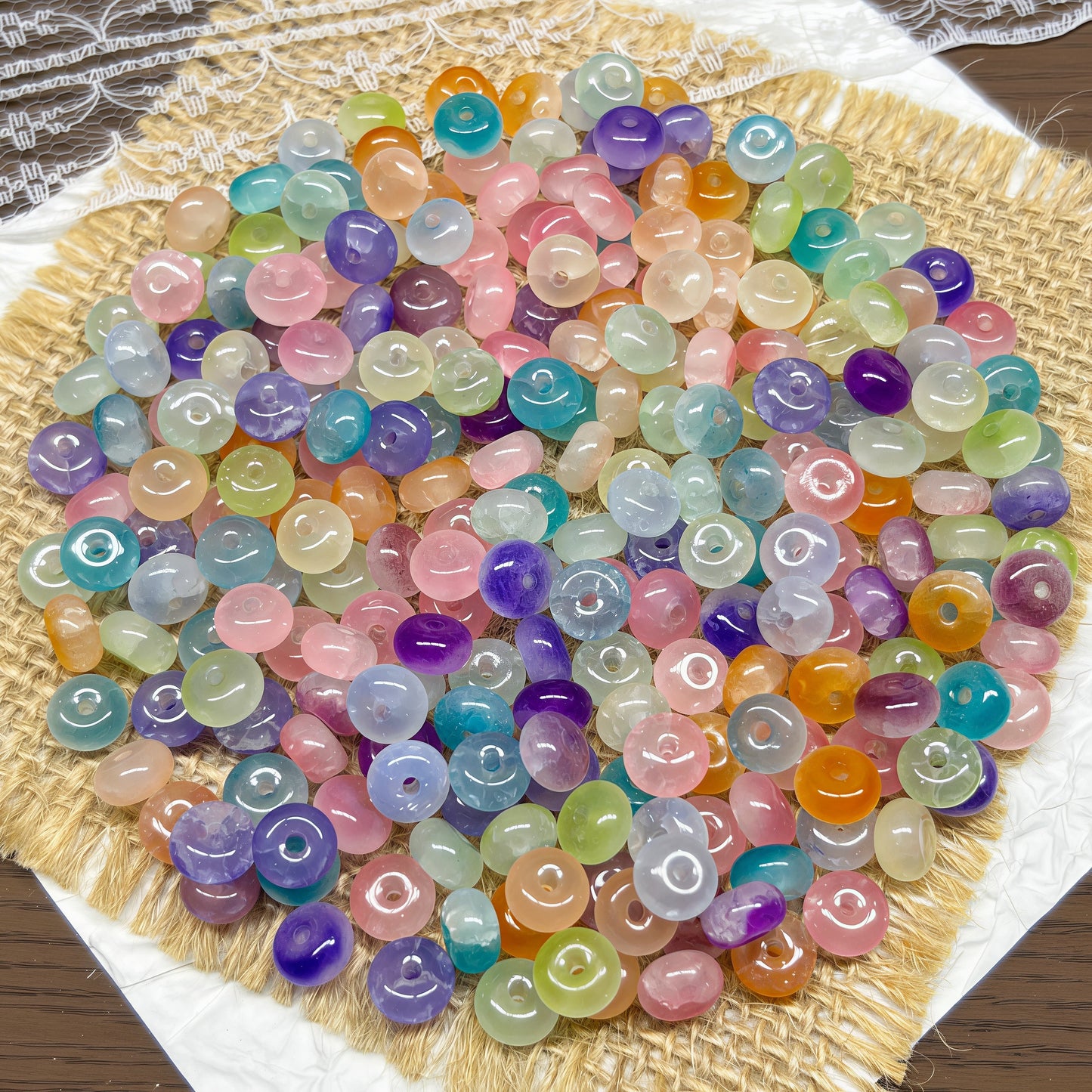 [A480]    8MM Jelly Crackle Donuts-High Quality Glass Bead