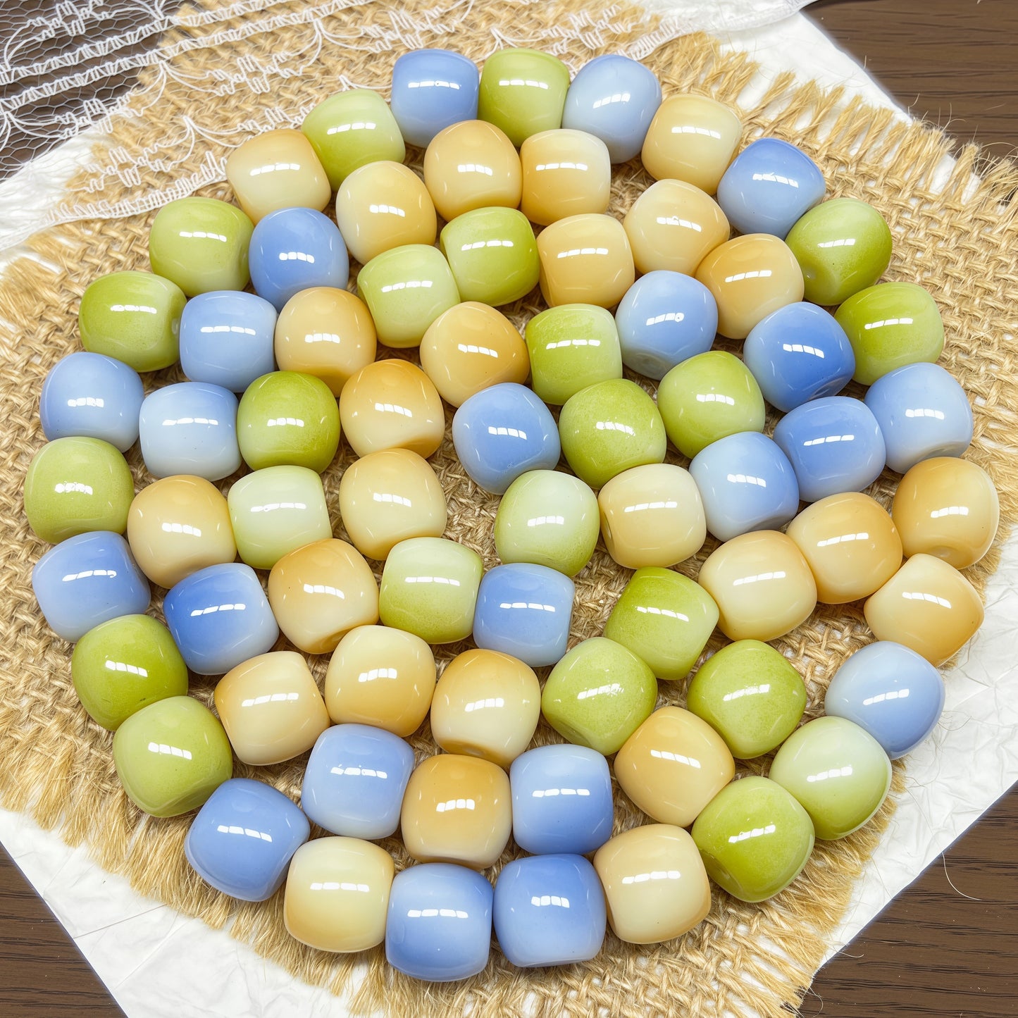 [A500]    Cream Melon(11MM)-High Quality Glass Bead