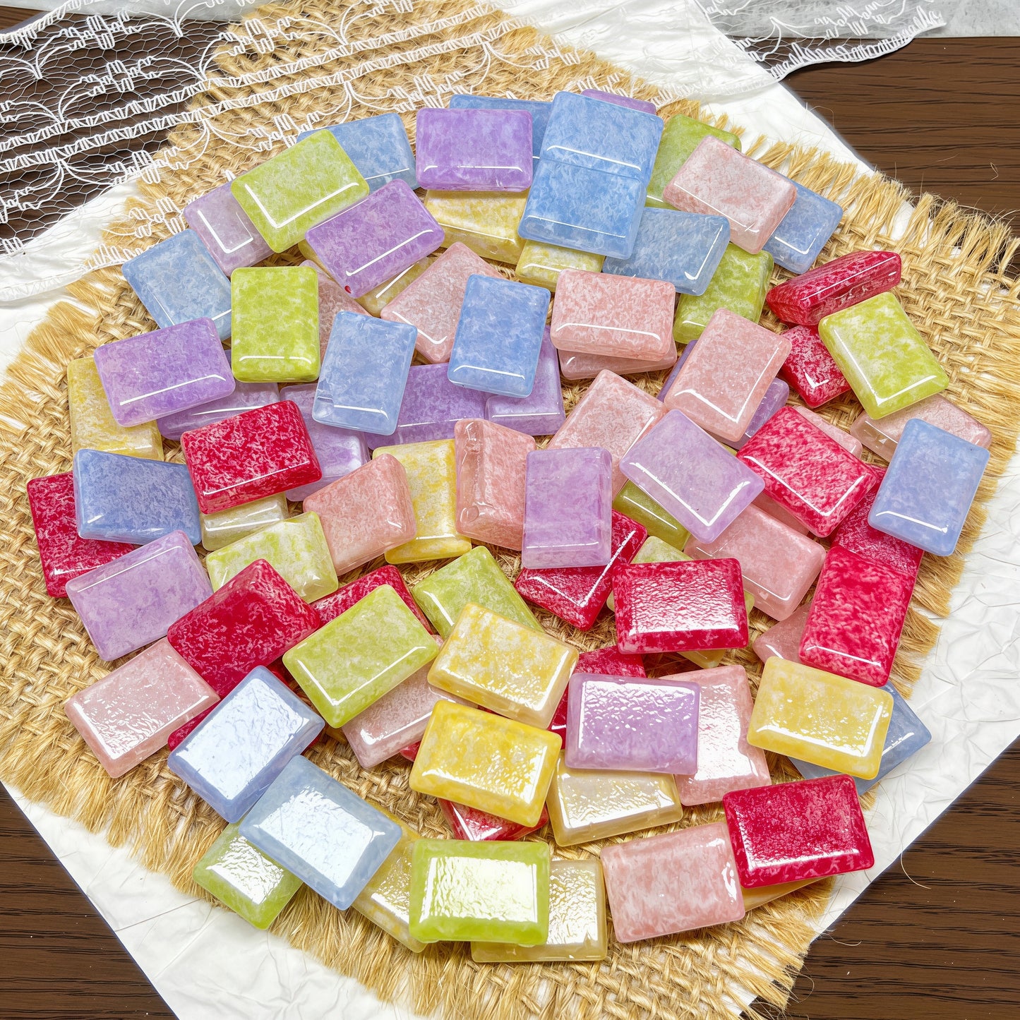 [A506]    Sherbet Cubes(16*11MM)-High Quality Glass Bead