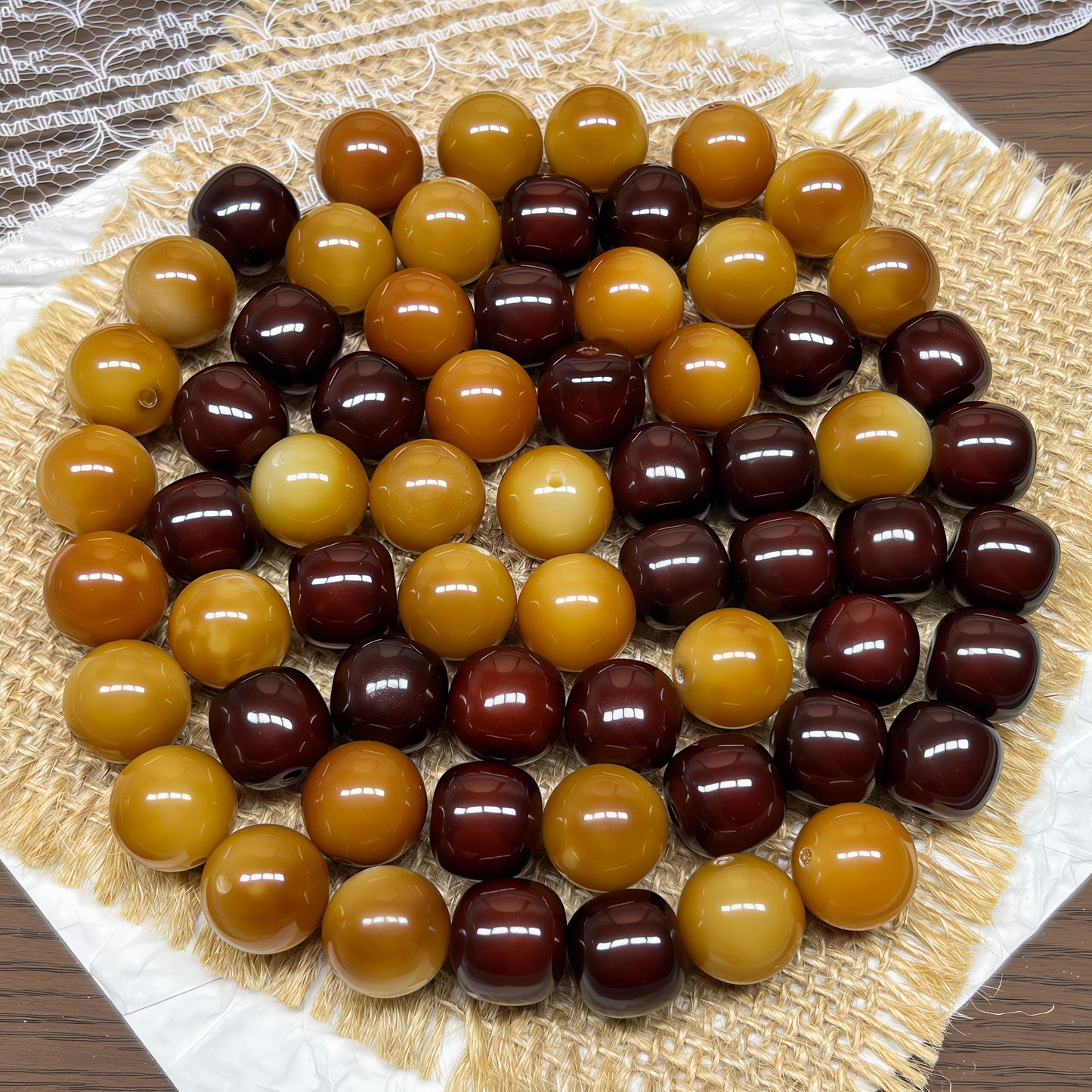 [A518]    Amber Glow（11.5/12.5MM）-High Quality Bhodi Bead
