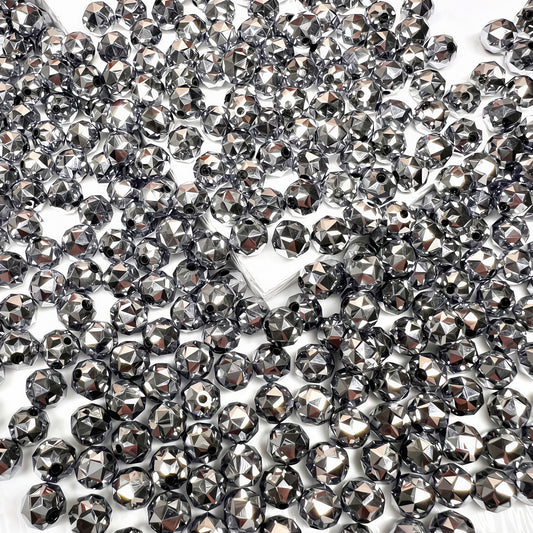 [A520]    Rose Gold/Silver Flower Cut（8MM）-High Quality Glass Bead