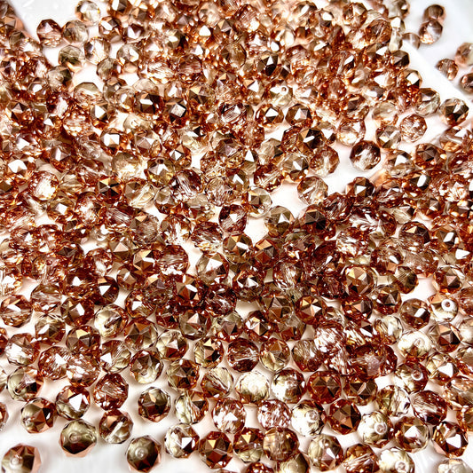 [A520]    Rose Gold/Silver Flower Cut（8MM）-High Quality Glass Bead