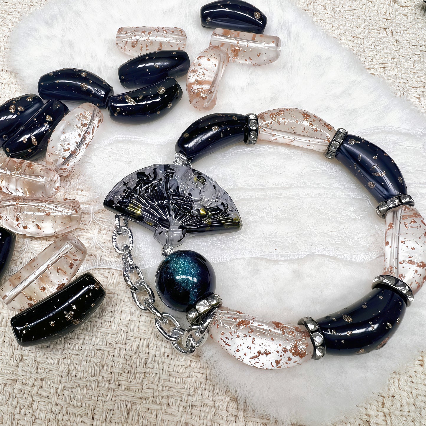 🆕[A585]    Starlit Veil（25MM）-High Quality Glass Bead
