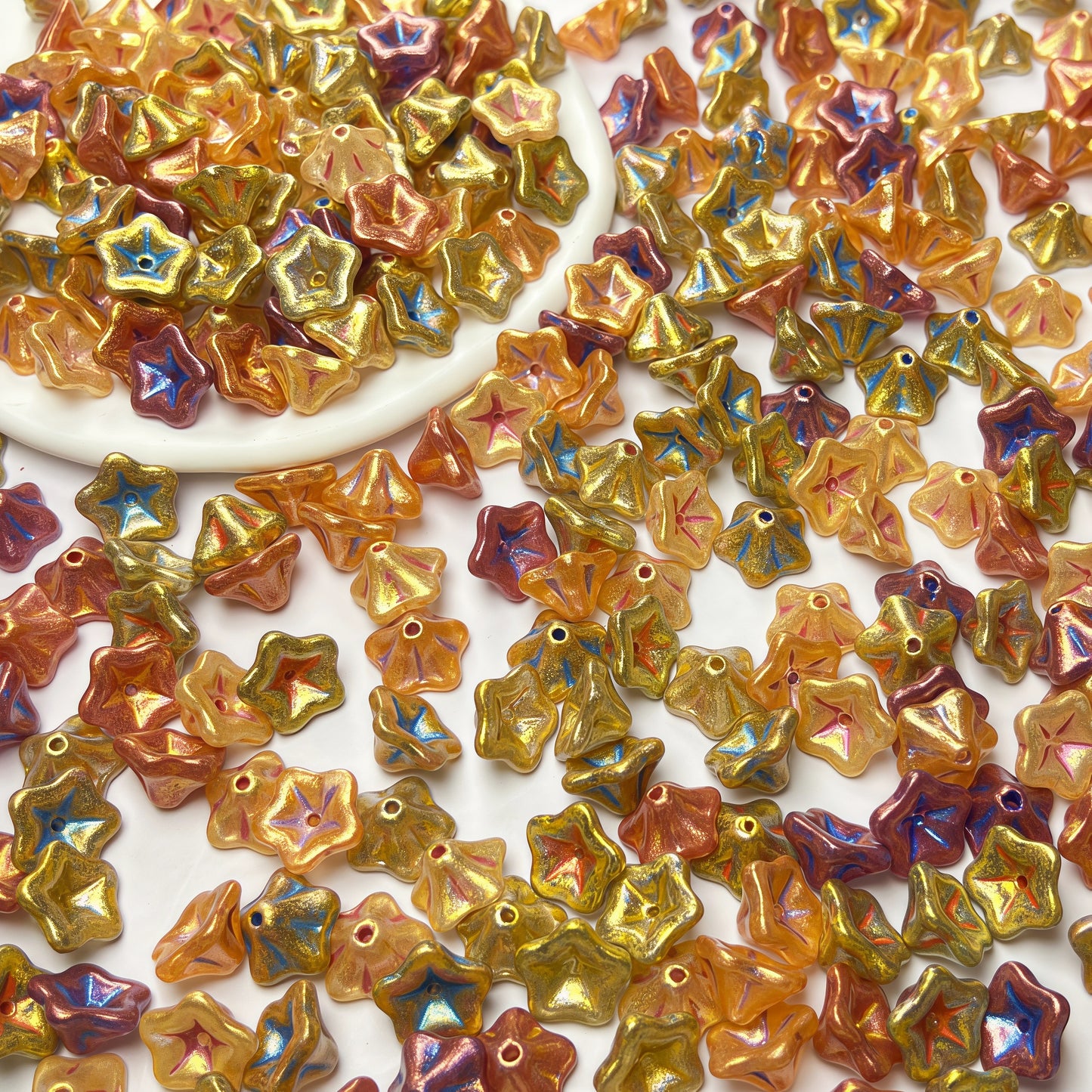 [S719]    Picasso Trumpet Flower（13MM）-High Quality Glass Bead