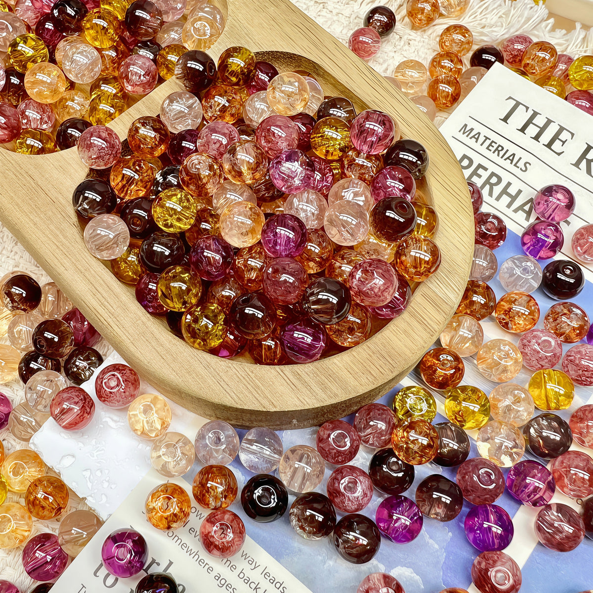 [A806]    Sunset Crackle（8MM）-High Quality Glass Bead