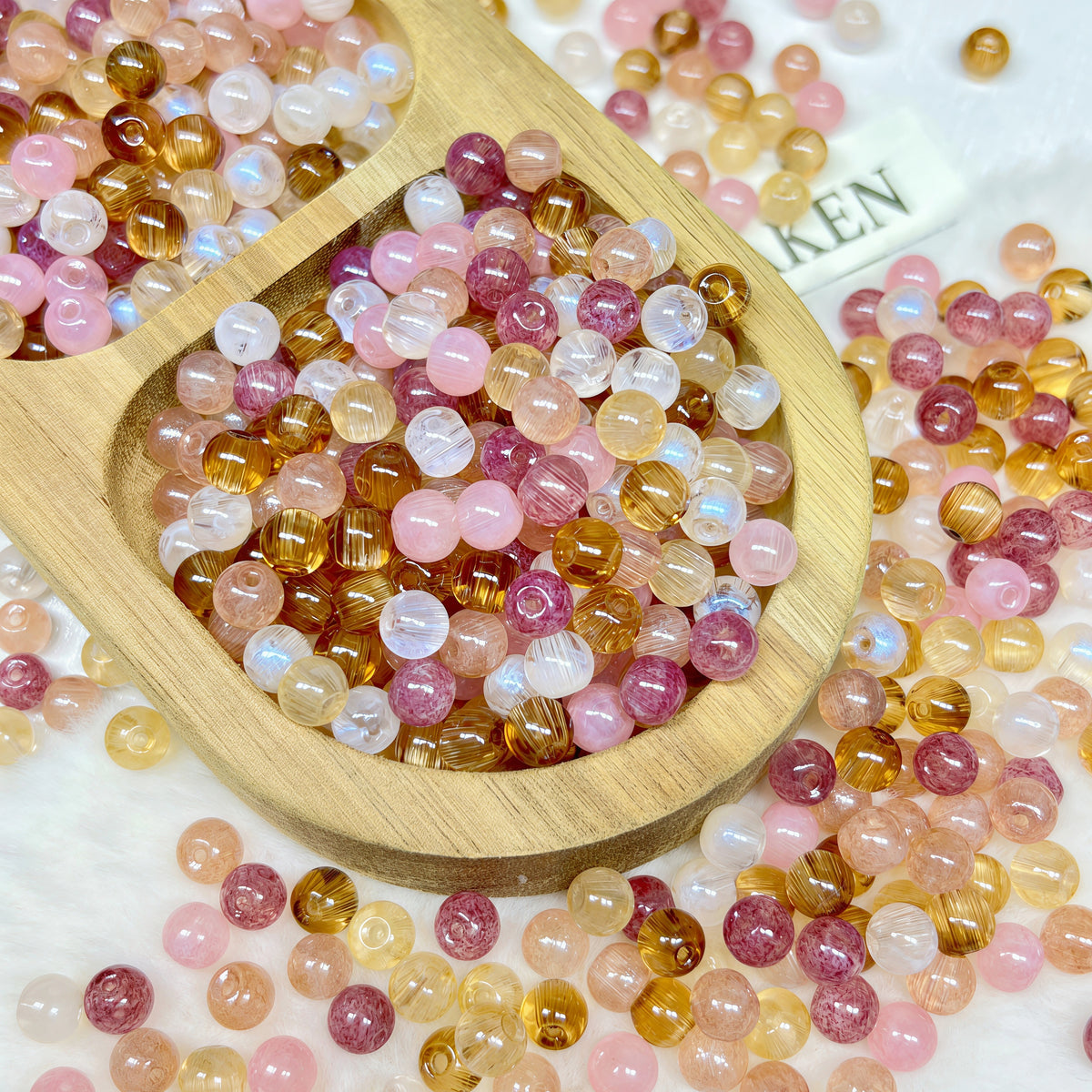 [A813]    Peach Fluff(6MM)-High Quality Glass Bead