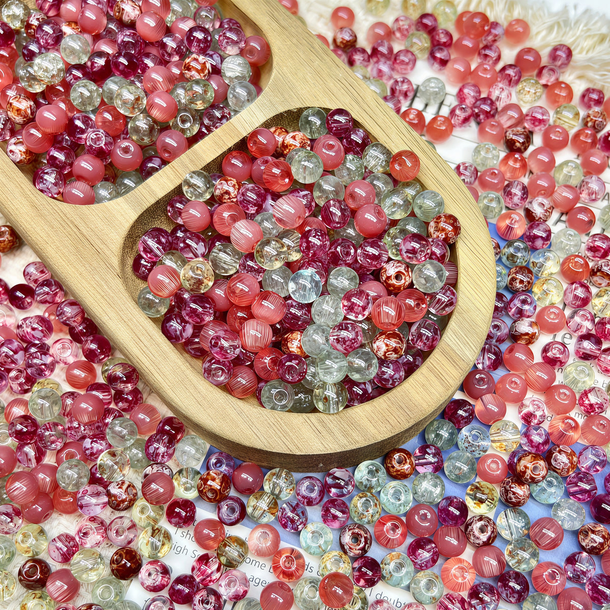 🆕[A843]    Peach Girl(6MM)-High Quality Glass Bead