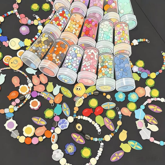 [E006]  Family Scoop-Seed Beads Mix&Glass Charm