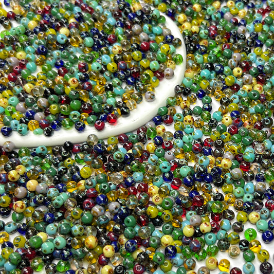 [S747]    4MM Picasso Round Bead Mix-High Quality Seed Bead